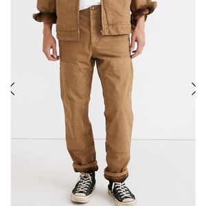 NWOT Madewell Garment-Dyed Relaxed Straight Lined Workwear Pants